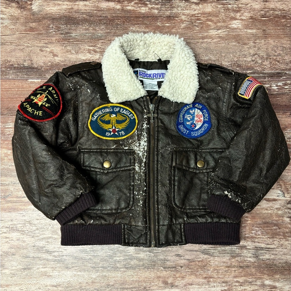 Vintage! Rock River Distressed Pilot Bomber Jacket, 4T